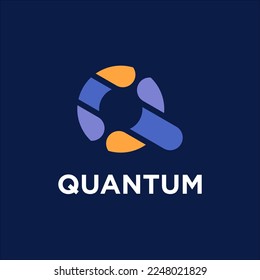 Initial Q technology or Quantum logo design vector