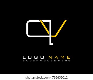 Initial Q & V minimalist logo template vector