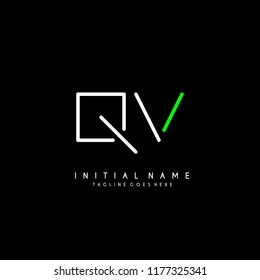 Initial Q V minimalist modern logo identity vector