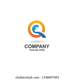 anfänglicher q mit Wellenlogo-Design, Vektorgrafik, Symbol, Element, Vorlage