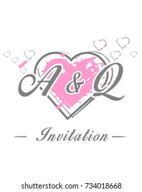 Initial A & Q wedding invitation logo template vector
