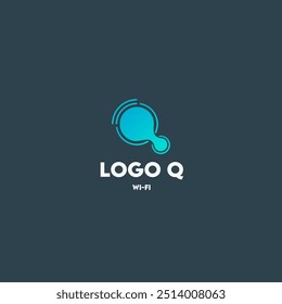 The initial Q WIFI logo can be used for business technology logos in data form. Network connection icon