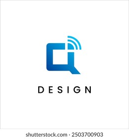 initial Q wifi signal wireless logo technology communication design