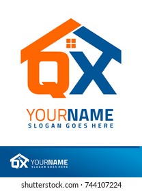 Initial Q & X real estate logo template vector