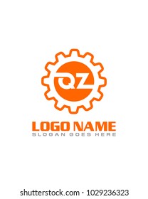 Initial Q & Z gear logo template vector