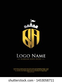 initial QA letter with shield style logo template vector