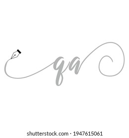 Initial QA logo handwriting business illustration fashion simple