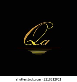 Initial QA logo signature elegant gold element