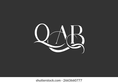 Diseño inicial del logotipo de la letra QAB. Diseño elegante del logotipo del monograma con los Elementos decorativos y la tipografía