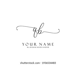Monograma inicial de belleza QB y diseño elegante de logotipo, logotipo de escritura a mano de firma inicial, boda, moda, floral y botánica con plantilla creativa.
