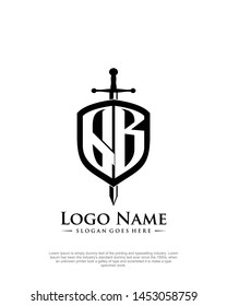 initial QB letter with shield style logo template vector