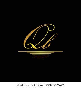 Initial QB logo signature elegant gold element