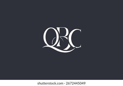 Diseño inicial del logotipo de la letra QBC. Diseño elegante del logotipo del monograma con los Elementos decorativos y la tipografía