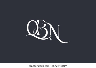 Diseño inicial del logotipo de la letra QBN. Diseño elegante del logotipo del monograma con los Elementos decorativos y la tipografía