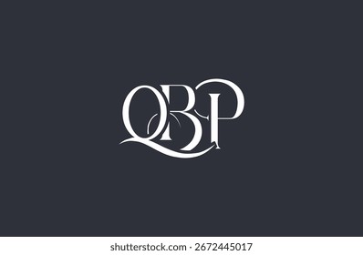 Diseño inicial del logotipo de la letra QBP. Diseño elegante del logotipo del monograma con los Elementos decorativos y la tipografía