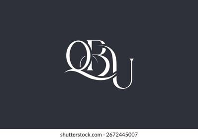 Diseño inicial del logotipo de la letra QBU. Diseño elegante del logotipo del monograma con los Elementos decorativos y la tipografía