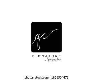 Initial QC beauty monogram and elegant logo design, handwriting logo of initial signature, wedding, fashion, floral and botanical with creative template.