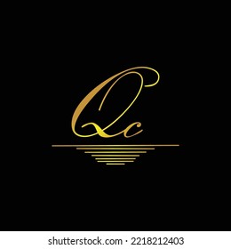 Initial QC logo signature elegant gold element