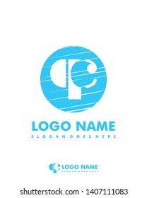 Initial QC negative space logo with circle template