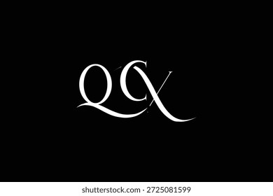 Diseño inicial del logotipo de la carta creativa de QCX. Diseño elegante del logotipo del monograma con los Elementos decorativos y la tipografía