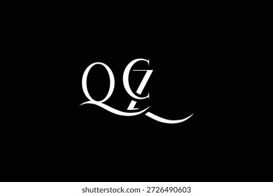 Diseño inicial del logotipo de la carta creativa de QCZ. Diseño elegante del logotipo del monograma con los Elementos decorativos y la tipografía