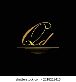 Ursprüngliches QD-Logo Unterschrift mit elegantem goldenem Element
