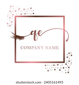 Initial QE calligraphy company eye and eyelash handwriting