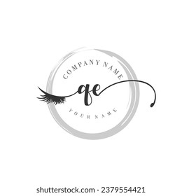 Initial QE monogram eye and eyelash handwriting
