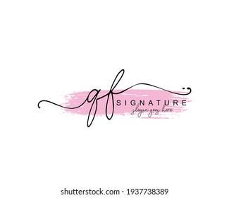 Initial QF beauty monogram and elegant logo design, handwriting logo of initial signature, wedding, fashion, floral and botanical with creative template.