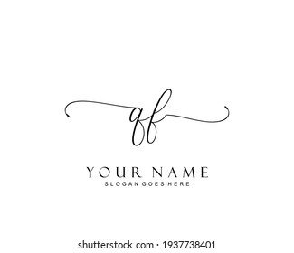 Initial QF beauty monogram and elegant logo design, handwriting logo of initial signature, wedding, fashion, floral and botanical with creative template.