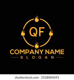 Projeto inicial do logotipo da letra QF com símbolo quadrado criativo