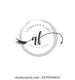 Escritura inicial de un monograma de QF para ojo y pestañas