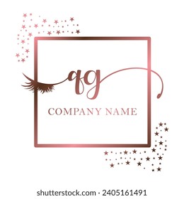 Initial QG calligraphy company eye and eyelash handwriting