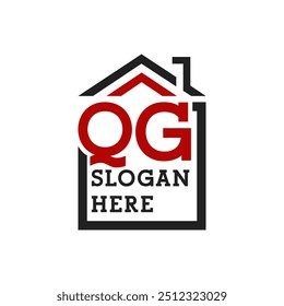 Initial QG house logo for Roofing. Letter QG Real Estate Logo