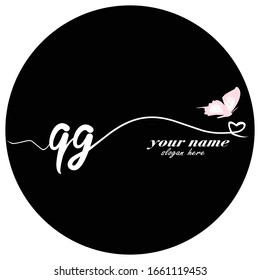 Initial QG logo handwriting vector butterfly illustration