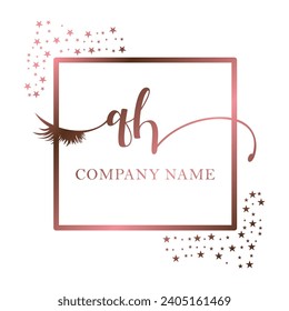Initial QH calligraphy company eye and eyelash handwriting