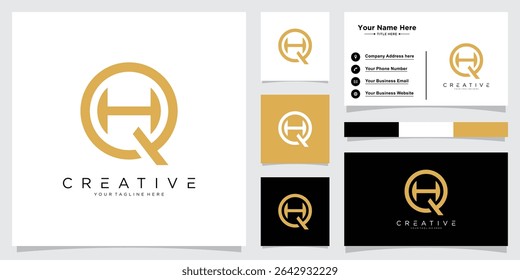 Vetor de design de logotipo da letra QH inicial com cartão de visita