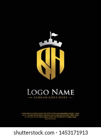 initial QH letter with shield style logo template vector