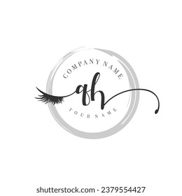 Initial QH monogram eye and eyelash handwriting