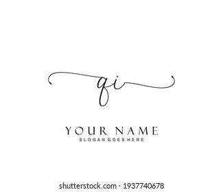 Initial QI beauty monogram and elegant logo design, handwriting logo of initial signature, wedding, fashion, floral and botanical with creative template.