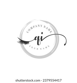 Initial QI monogram eye and eyelash handwriting