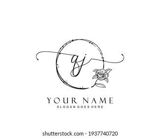 Initial QJ Beauty-Monogramm und elegantes Logo-Design, Handschrift Logo der ersten Signatur, Hochzeit, Mode, Blumen und botanisch mit kreativen Vorlage.
