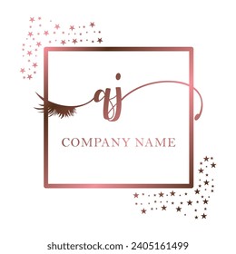 Initial QJ calligraphy company eye and eyelash handwriting