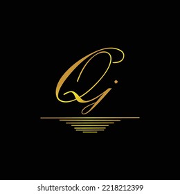 Initial QJ logo signature elegant gold element