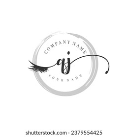 Initial QJ monogram eye and eyelash handwriting