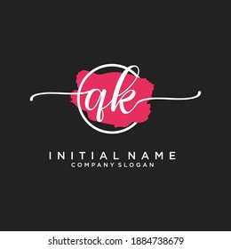 Initial QK beauty monogram and elegant logo design, handwriting logo of initial signature, wedding, fashion, floral and botanical with creative template.
