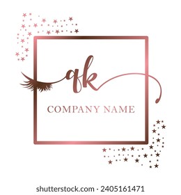 Initial QK calligraphy company eye and eyelash handwriting
