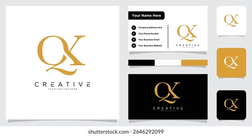 Vector inicial del diseño del logotipo de la letra de QK o de KQ con diseño de la tarjeta de visita