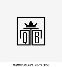 Initial QK Law Firm logo and icon design template stock vector