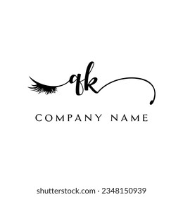 initial QK Logo lash logo eyelash vector modern symbols makeup